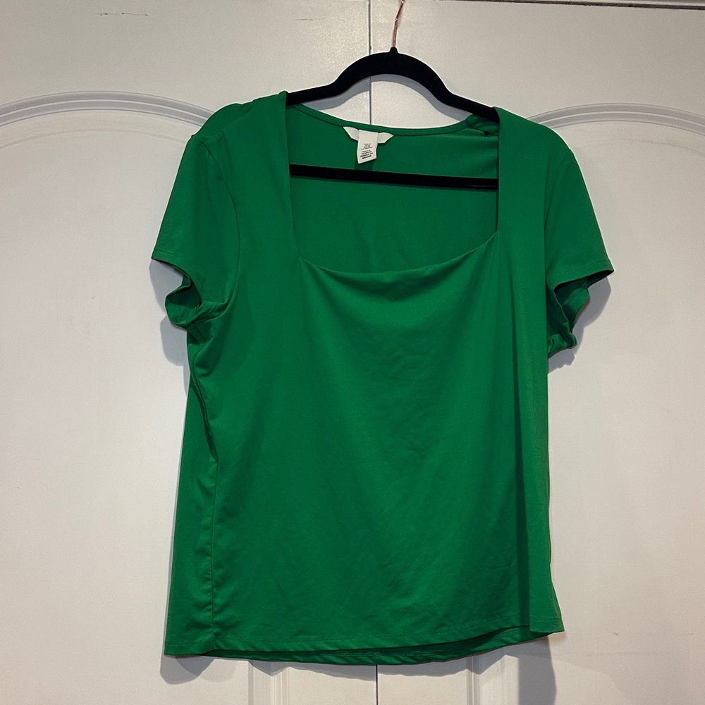 H&M Vibrant Green Square Neck Top